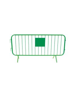 2.3m Metal Pedestrian Barrier with Name Plate HD Fixed Leg Powder Coated GREEN - RAL 6005