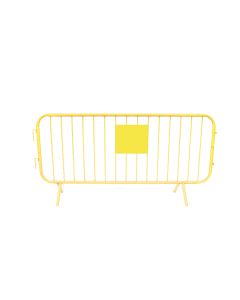 2.3m Metal Pedestrian Barrier with Name Plate HD Fixed Leg Powder Coated YELLOW - RAL 1023
